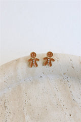 Gingerbread Man Earrings Gold