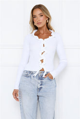 Irresistible Energy Knit Long Sleeve Top White