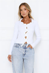 Irresistible Energy Knit Long Sleeve Top White