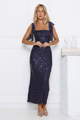 Bright Stars Sequin Maxi Dress Navy