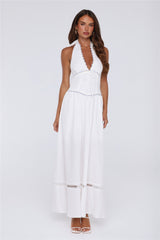 Pastel Promises Halter Maxi Dress White