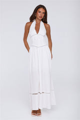 Pastel Promises Halter Maxi Dress White