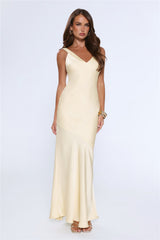 Life's A Movie Satin Maxi Dress Yellow