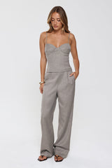 Classic Power Tailored Top Grey Pinstripe