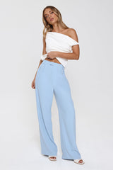 Linear Mood High Rise Straight Leg Tailored Pants Blue