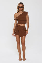Boss Basics Tailored Wrap Mini Skort Brown