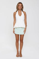 Casual Luxe Tailored Halter Top White