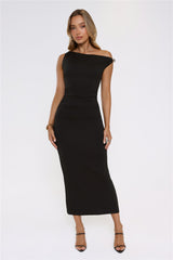 Chic Dreams Await Off Shoulder Maxi Dress Black