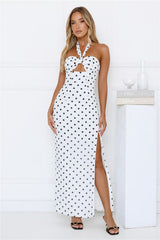 Chic Days Strapless Polka Dot Maxi Dress White