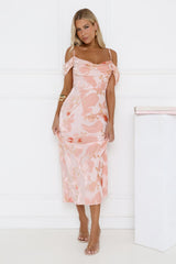 Garden Romance Off Shoulder Maxi Dress Pink
