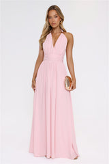 Eternal Coastline Halter Maxi Dress Pink