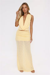 Hola Chica Knit Maxi Skirt Yellow