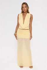 Hola Chica Knit Maxi Skirt Yellow