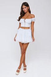 Candlelit Lovers Gingham Mini Skirt Blue