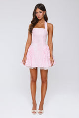 Enchanted Lily Gingham Mini Dress Blush
