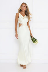 Metro Nights Satin Maxi Dress Yellow