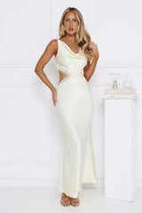 Metro Nights Satin Maxi Dress Yellow