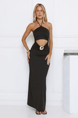 Evening Standards Halter Maxi Dress Black