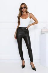 On The Highway Faux Leather Pants Black