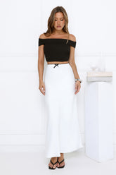 Daydreamer Ribbed Off-Shoulder Crop Top Black
