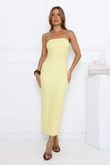 In Season Lace Strapless Maxi Dress Yellow
