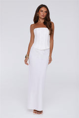 Gloss Goals Linen Blend Strapless Top White