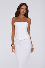 Gloss Goals Linen Blend Strapless Top White