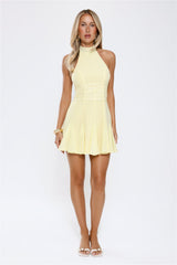 Empowered Energy Halter Mini Dress Yellow