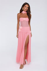 Island Allure Mesh Strapless Maxi Dress Pink