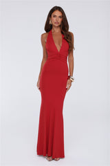 Chic Spark Halter Maxi Dress Red