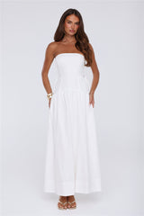 Just Feels Right Linen Blend Strapless Maxi Dress White