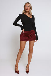 Boss Babe Energy Satin Mini Skirt Wine