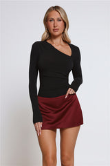 Boss Babe Energy Satin Mini Skirt Wine