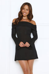 Iconic Angle Off Shoulder Mini Dress Black