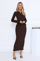 After Dark Charm Maxi Skirt Brown