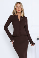 After Dark Charm Long Sleeve Top Brown