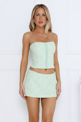Blooming Aura Sequin Strapless Top Mint