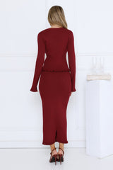 After Dark Charm Maxi Skirt Burgundy