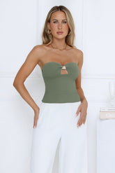 In the Sunlight Strapless Top Khaki
