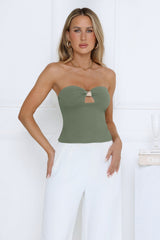 In the Sunlight Strapless Top Khaki