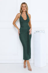 Dusktime Desire Halter Maxi Dress Teal