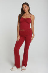 Fireside Moments Fold Waist Pajama Pants Wine