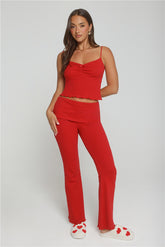 Candlelight Dreams Fold Waist Pajama Pants Red