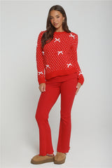 Holly Glow Knit Sweater Red