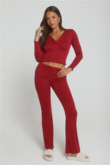Fireside Moments Long Sleeve Pajama Top Wine