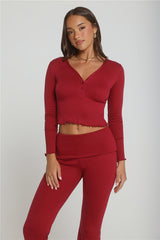 Fireside Moments Long Sleeve Pajama Top Wine