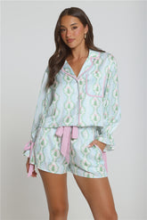 Golden Noel Pajama Set Blue