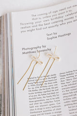 18k Gold Plated Pearl Ties Earrings Gold