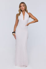Flirty Daydream Halter Knit Maxi Dress White