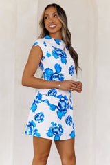 Into The Blossom Mini Dress Blue